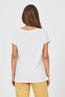 Kadın Elsa Bisiklet Yaka Omzu Detaylı Modal Tişört Lyocell (Tencel™) - Beyaz