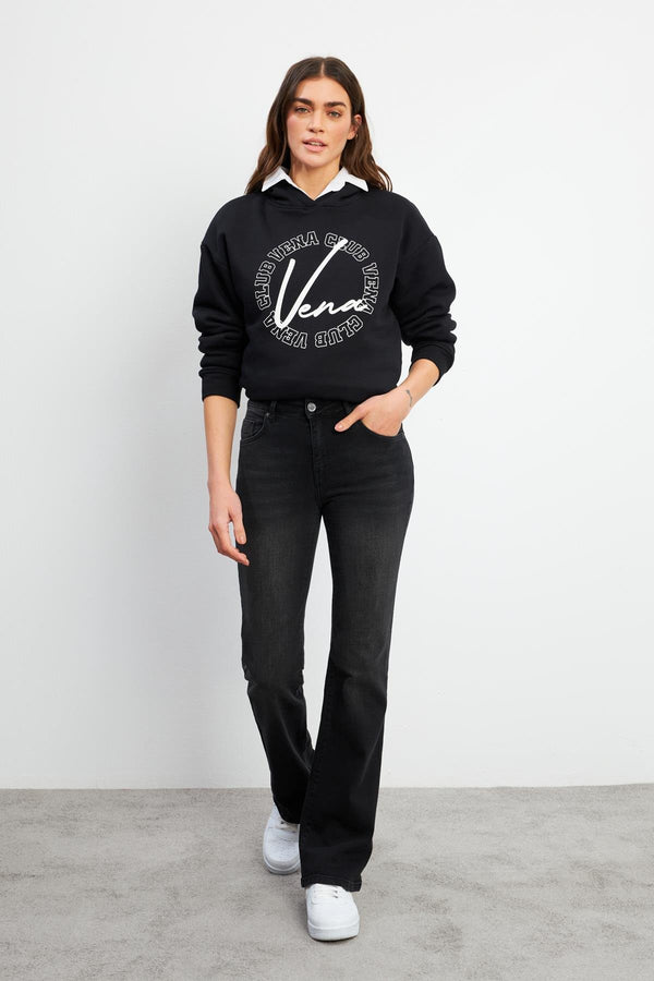 Kadın Emilie Black Bootcut Jean Pantolon - 11940B-603