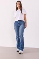 Kadın Emilie Dirty Med Blue Bootcut Jean Pantolon - Dirty Med Blue