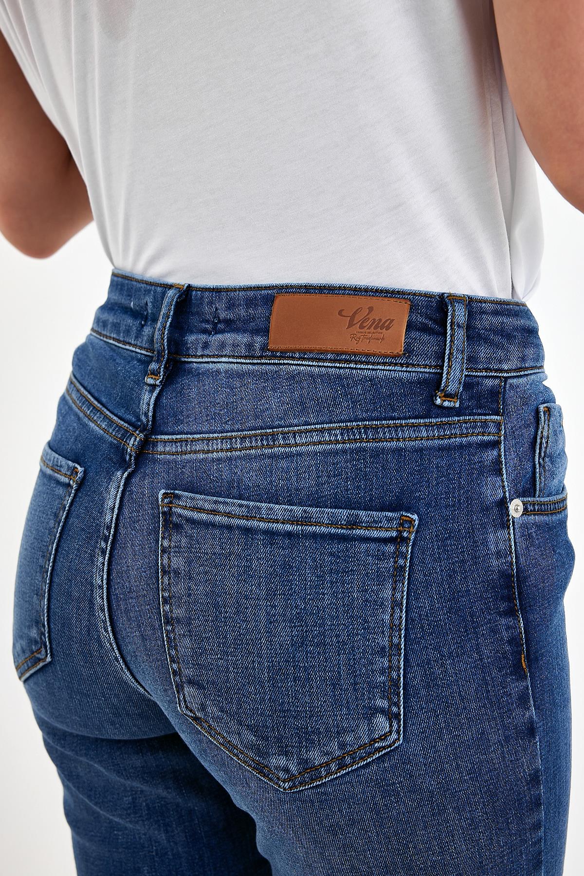 Kadın Emilie Dirty Med Blue Bootcut Jean Pantolon - Dirty Med Blue