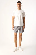 Erkek Alex Beli Lastikli %100 Keten Şort - Gri