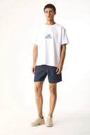 Erkek Alex Beli Lastikli %100 Keten Şort - Indigo