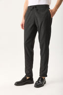 Erkek Alfred Beli Lastikli Çizgili Kaşe Pantolon - Gri Çizgili