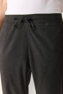 Erkek Alfred Beli Lastikli Çizgili Kaşe Pantolon - Gri Çizgili