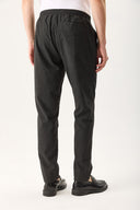 Erkek Alfred Beli Lastikli Çizgili Kaşe Pantolon - Gri Çizgili