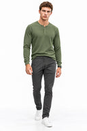 Erkek Alfred Beli Lastikli Comfort Pantolon(TENCEL)(TM)-Füme