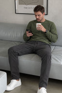 Erkek Alfred Beli Lastikli Comfort Pantolon(TENCEL)(TM)-Füme