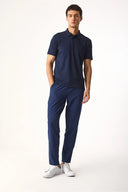 Erkek Alfred Beli Lastikli Kalın Çizgili Dokulu Pantolon - Lacivert Çizgili