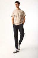 Erkek Alfred Beli Lastikli Keten Pantolon - Siyah