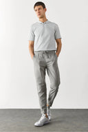 Erkek Alfred Beli Lastikli Pötikare Gofre Pantolon - Gri