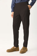 Erkek Alfred Beli Lastikli Smart Pantolon - Kahverengi