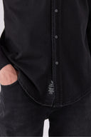 Erkek Austin Black Slim Fit Jean Gömlek %100 Pamuk - Black