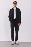 Erkek Beli Lastikli Pantolon (CUPRO) - Siyah