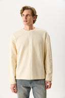 Erkek Benedict Dikiş Detaylı Sweatshirt %100 Pamuk - Kemik