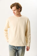 Erkek Benedict Dikiş Detaylı Sweatshirt %100 Pamuk - Kemik