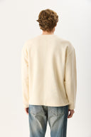 Erkek Benedict Dikiş Detaylı Sweatshirt %100 Pamuk - Kemik