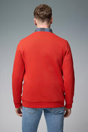 Erkek Bisiklet Yaka Logo Baskılı Pamuklu Sweatshirt - Kırmızı