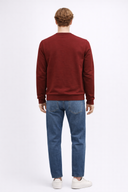 Erkek Bisiklet Yaka Logo Baskılı %100 Pamuk Sweatshirt - Bordo