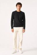 Erkek Bisiklet Yaka Regular Fit Dokulu Sweatshirt-Siyah