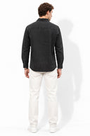 Erkek Black Indigo Lyocell Jean Gömlek-Black Indigo