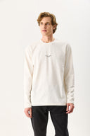 Erkek Brand Baskılı Bisiklet Yaka Regular Fit Tişört %100 Pamuk - Fildişi