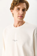 Erkek Brand Baskılı Bisiklet Yaka Regular Fit Tişört %100 Pamuk - Fildişi