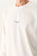 Erkek Brand Baskılı Bisiklet Yaka Regular Fit Tişört %100 Pamuk - Fildişi