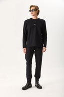 Erkek Brand Baskılı Bisiklet Yaka Regular Fit Tişört %100 Pamuk - Siyah