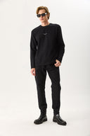 Erkek Brand Baskılı Bisiklet Yaka Regular Fit Tişört %100 Pamuk - Siyah