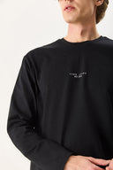 Erkek Brand Baskılı Bisiklet Yaka Regular Fit Tişört %100 Pamuk - Siyah