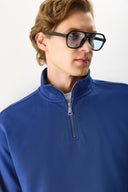 Erkek Bruce Dik Yaka Yarım Fermuarlı Sweatshirt %100 Pamuk - Navy