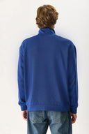 Erkek Bruce Dik Yaka Yarım Fermuarlı Sweatshirt %100 Pamuk - Navy