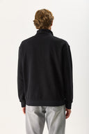 Erkek Bruce Dik Yaka Yarım Fermuarlı Sweatshirt %100 Pamuk - Siyah