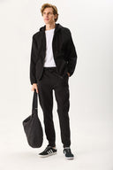 Erkek David Black Kapüşonlu Önü Fermuarlı Jean Ceket - Black