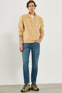 Erkek Dik Yaka Çıt Çıtlı Sweatshirt - Bej