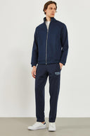 Erkek Dik Yaka Oversize Önü Fermuarlı Sweatshirt - Lacivert