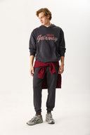 Erkek Getaway Baskılı Sweatshirt %100 Pamuk - Antrasit