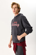 Erkek Getaway Baskılı Sweatshirt %100 Pamuk - Antrasit