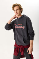 Erkek Getaway Baskılı Sweatshirt %100 Pamuk - Antrasit