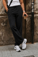 Erkek Gofre Relaxed Fit  Pantolon-Siyah