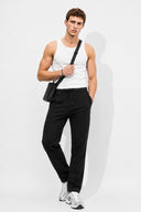 Erkek Gofre Relaxed Fit  Pantolon-Siyah