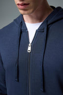 Erkek Greg Kapüşonlu Önü Fermuarlı Basic Sweatshirt %100 Pamuk - Lacivert