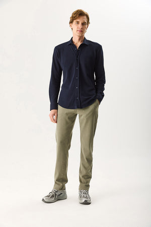 Erkek Jake Beli Lastikli Parça Boya Chino Pantolon (TENCEL)™ - Haki