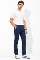 Erkek Jake Dark Blue Jean Chino Pantolon-Dark Blue