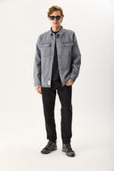 Erkek Jason Oversize Grey Jean Gömlek Ceket - Grey