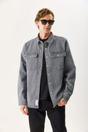 Erkek Jason Oversize Grey Jean Gömlek Ceket - Grey