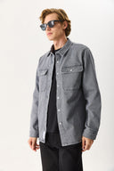 Erkek Jason Oversize Grey Jean Gömlek Ceket - Grey