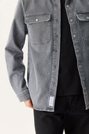 Erkek Jason Oversize Grey Jean Gömlek Ceket - Grey