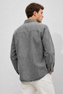 Erkek Jason Oversize Grey Jean Gömlek Ceket-Grey