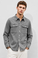 Erkek Jason Oversize Grey Jean Gömlek Ceket-Grey